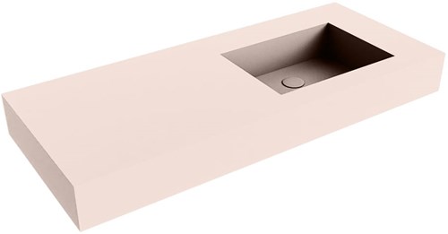 EDGE Rosee freihängend Waschtisch aus solid surface (mineralwerkstoff) 111cm. Waschbeckenposition Rechts rand 12cm hoch.