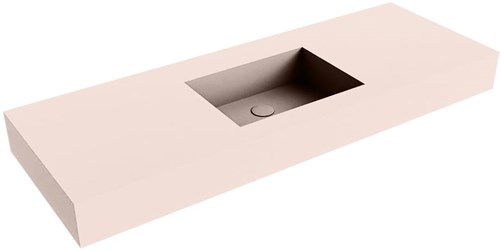 EDGE Rosee Lavabo sospeso à parete solid surface 130cm. Posizione lavabo Mittig bordo 12cm.