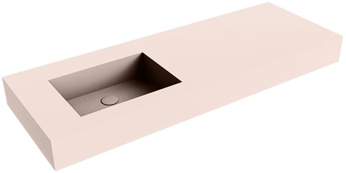 EDGE Rosee Lavabo suspendido de solid surface 130cm. Posición del fregadero Izquierda borde de 12cm de alto.