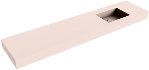 EDGE Rosee Lavabo mural solid surface 201cm. Position lavabo Droite rebord 12cm.