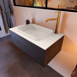 ERIN 80cm bathroom vanity set Antracite with 1 drawer. Vanity top RIDGE Center 1 tab hole color Linen.