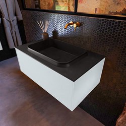 ERIN 80cm bathroom vanity set Clay with 1 drawer. Vanity top RIDGE Center without tab hole color Urban.