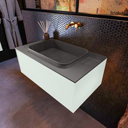 ERIN 80cm bathroom vanity set Greey with 1 drawer. Vanity top RIDGE Center without tab hole color Dark Grey.