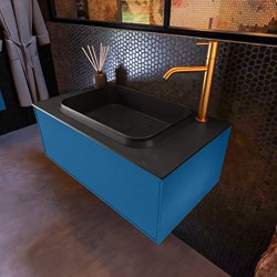 ERIN 80cm bathroom vanity set Jeans with 1 drawer. Vanity top RIDGE Center 1 tab hole color Urban.