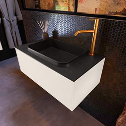ERIN 80cm bathroom vanity set Linen with 1 drawer. Vanity top RIDGE Center 1 tab hole color Urban.
