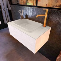 ERIN 80cm meubles de salle de bains Underlayment avec 1 tiroir. Lavabo RIDGE Centrée 1 trou pour robinetter couleur Linen.