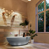 FLOAT bañera exenta solid surface 170x80cm color Plata / Talc.