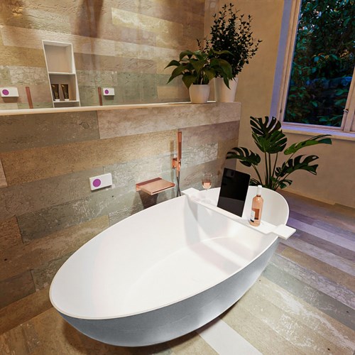 FLOAT bañera exenta solid surface 170x80cm color Plata / Talc.-2