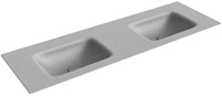 GRUNNE Plata solid surface inbouw wastafel 131cm. Positie wasbak Dubbel.