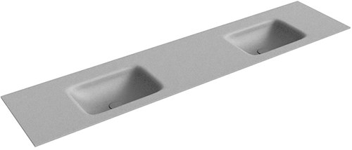 GRUNNE Plata solid surface inbouw wastafel 180cm. Positie wasbak Dubbel.