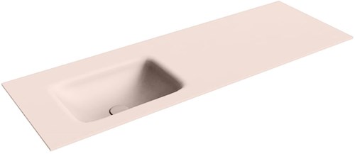 GRUNNE Rosee solid surface inbouw wastafel 121cm. Positie wasbak Links.