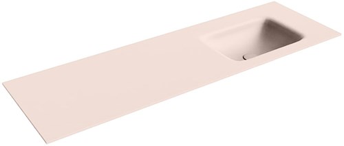GRUNNE Rosee solid surface inbouw wastafel 130cm. Positie wasbak Rechts.