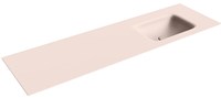 GRUNNE Rosee solid surface inbouw wastafel 141cm. Positie wasbak Rechts.