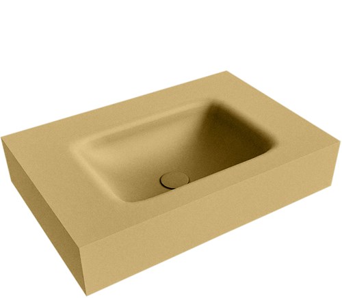 GRUNNE Oro Lavabo suspendido de solid surface 60cm. Posición del fregadero Centro borde de 12cm de alto.