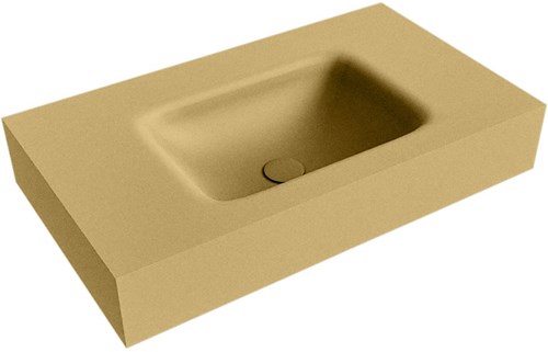 GRUNNE Oro Lavabo suspendido de solid surface 70cm. Posición del fregadero Centro borde de 12cm de alto.