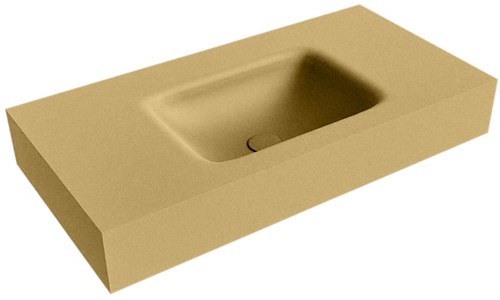 GRUNNE Oro Lavabo suspendido de solid surface 80cm. Posición del fregadero Centro borde de 12cm de alto.