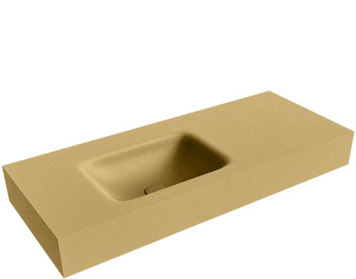 GRUNNE Oro Lavabo suspendido de solid surface 100cm. Posición del fregadero Izquierda borde de 12cm de alto.