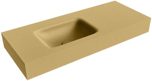 GRUNNE Oro Lavabo suspendido de solid surface 101cm. Posición del fregadero Izquierda borde de 12cm de alto.