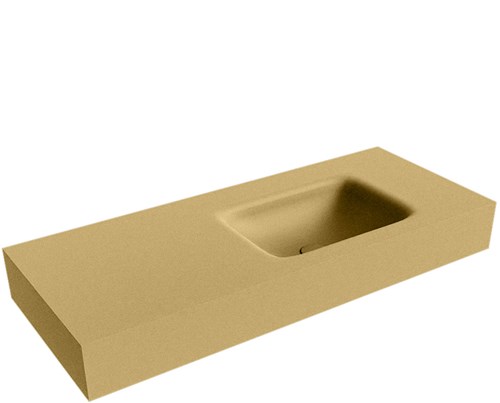GRUNNE Oro Lavabo suspendido de solid surface 100cm. Posición del fregadero Derecho borde de 12cm de alto.