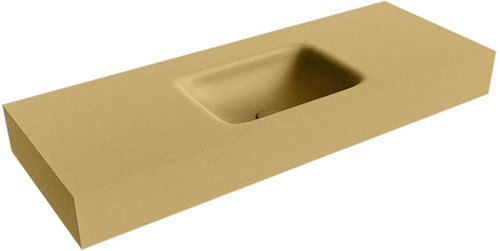 GRUNNE Oro Lavabo suspendido de solid surface 111cm. Posición del fregadero Centro borde de 12cm de alto.