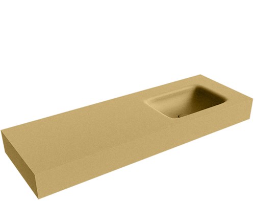 GRUNNE Oro Lavabo suspendido de solid surface 120cm. Posición del fregadero Derecho borde de 12cm de alto.