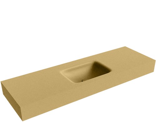 GRUNNE Oro Lavabo suspendido de solid surface 130cm. Posición del fregadero Centro borde de 12cm de alto.