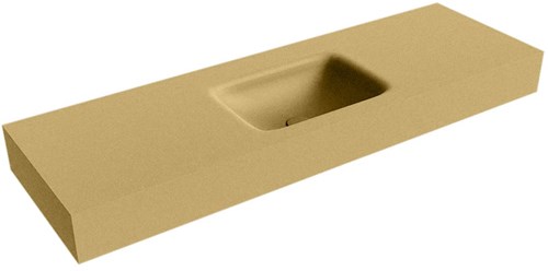 GRUNNE Oro Lavabo suspendido de solid surface 131cm. Posición del fregadero Centro borde de 12cm de alto.