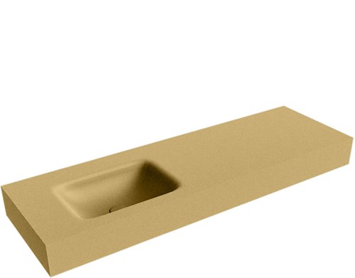 GRUNNE Oro Lavabo suspendido de solid surface 130cm. Posición del fregadero Izquierda borde de 12cm de alto.