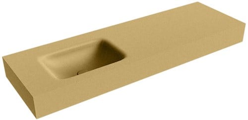 GRUNNE Oro Lavabo suspendido de solid surface 131cm. Posición del fregadero Izquierda borde de 12cm de alto.