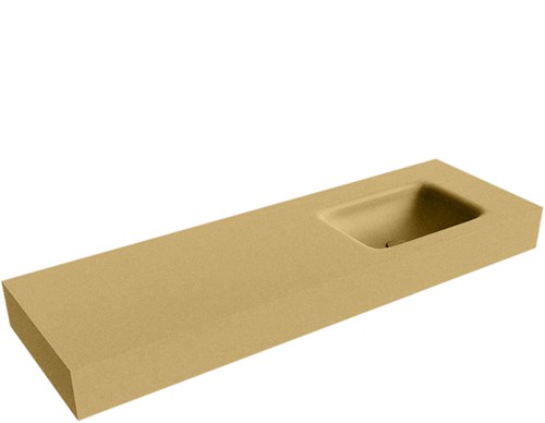 GRUNNE Oro Lavabo suspendido de solid surface 130cm. Posición del fregadero Derecho borde de 12cm de alto.