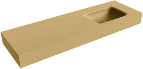 GRUNNE Oro Lavabo suspendido de solid surface 131cm. Posición del fregadero Derecho borde de 12cm de alto.