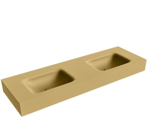 GRUNNE Oro Lavabo suspendido de solid surface 130cm. Posición del fregadero Doble borde de 12cm de alto.