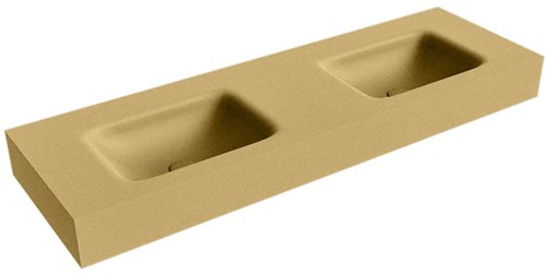 GRUNNE Oro Lavabo suspendido de solid surface 131cm. Posición del fregadero Doble borde de 12cm de alto.