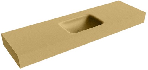 GRUNNE Oro Lavabo suspendido de solid surface 141cm. Posición del fregadero Centro borde de 12cm de alto.