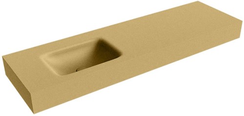 GRUNNE Oro Lavabo suspendido de solid surface 140cm. Posición del fregadero Izquierda borde de 12cm de alto.