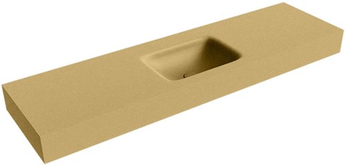 GRUNNE Oro Lavabo suspendido de solid surface 151cm. Posición del fregadero Centro borde de 12cm de alto.