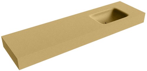 GRUNNE Oro Lavabo suspendido de solid surface 150cm. Posición del fregadero Derecho borde de 12cm de alto.
