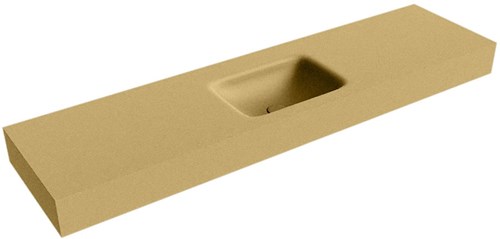 GRUNNE Oro Lavabo suspendido de solid surface 160cm. Posición del fregadero Centro borde de 12cm de alto.