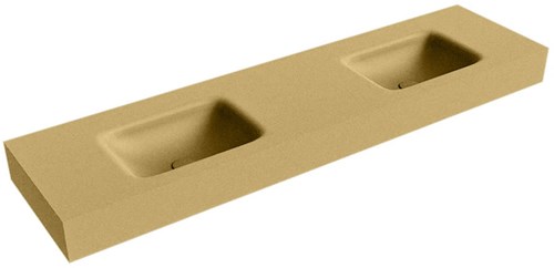 GRUNNE Oro Lavabo suspendido de solid surface 161cm. Posición del fregadero Doble borde de 12cm de alto.