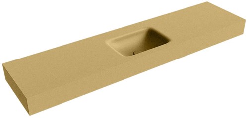 GRUNNE Oro Lavabo suspendido de solid surface 170cm. Posición del fregadero Centro borde de 12cm de alto.