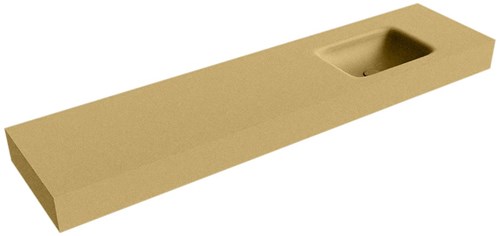 GRUNNE Oro Lavabo suspendido de solid surface 170cm. Posición del fregadero Derecho borde de 12cm de alto.
