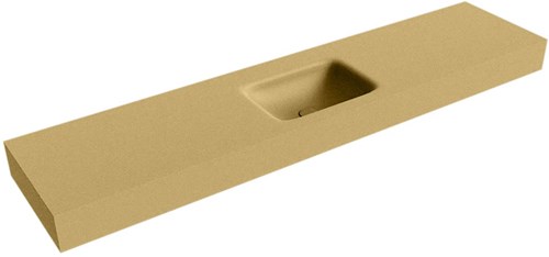 GRUNNE Oro Lavabo suspendido de solid surface 180cm. Posición del fregadero Centro borde de 12cm de alto.