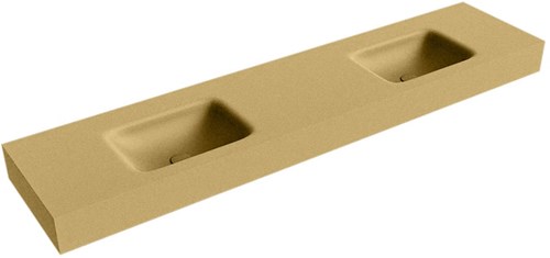 GRUNNE Oro Lavabo suspendido de solid surface 181cm. Posición del fregadero Doble borde de 12cm de alto.