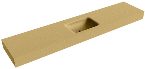 GRUNNE Oro Lavabo suspendido de solid surface 191cm. Posición del fregadero Centro borde de 12cm de alto.