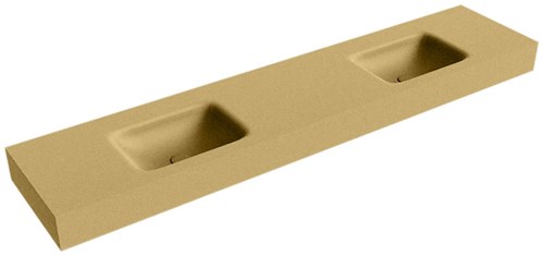 GRUNNE Oro Lavabo suspendido de solid surface 190cm. Posición del fregadero Doble borde de 12cm de alto.