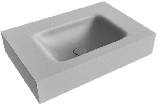GRUNNE Plata Lavabo suspendido de solid surface 61cm. Posición del fregadero Centro borde de 12cm de alto.
