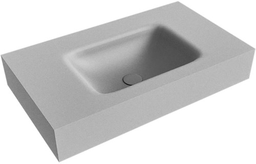 GRUNNE Plata Lavabo suspendido de solid surface 70cm. Posición del fregadero Centro borde de 12cm de alto.