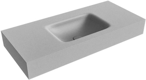GRUNNE Plata Lavabo suspendido de solid surface 90cm. Posición del fregadero Centro borde de 12cm de alto.