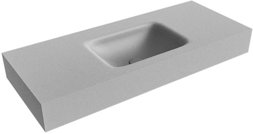 GRUNNE Plata Lavabo suspendido de solid surface 100cm. Posición del fregadero Centro borde de 12cm de alto.