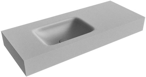 GRUNNE Plata Lavabo suspendido de solid surface 101cm. Posición del fregadero Izquierda borde de 12cm de alto.
